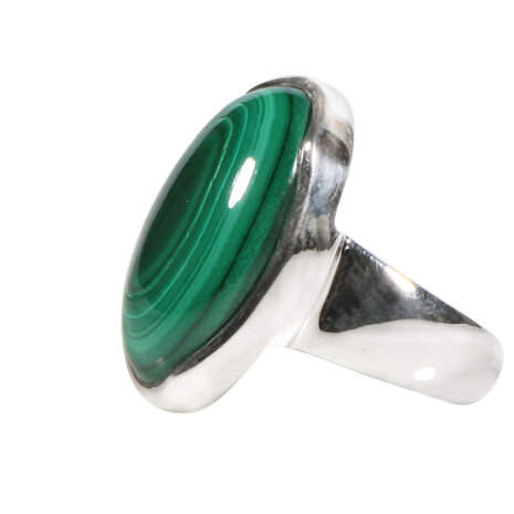 Zilveren ring malachiet maat 16 3/4 | ovaal 2 x 1,4 cm Zilveren ring malachiet maat 16 3/4 | ovaal 2 x 1,4 cm