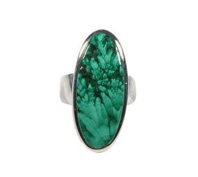 Zilveren ring malachiet maat 17 1/4 | ovaal 2,9 x 1,2 cm Zilveren ring malachiet maat 17 1/4 | ovaal 2,9 x 1,2 cm