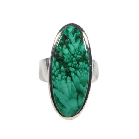 Zilveren ring malachiet maat 17 1/4 | ovaal 2,9 x 1,2 cm Zilveren ring malachiet maat 17 1/4 | ovaal 2,9 x 1,2 cm