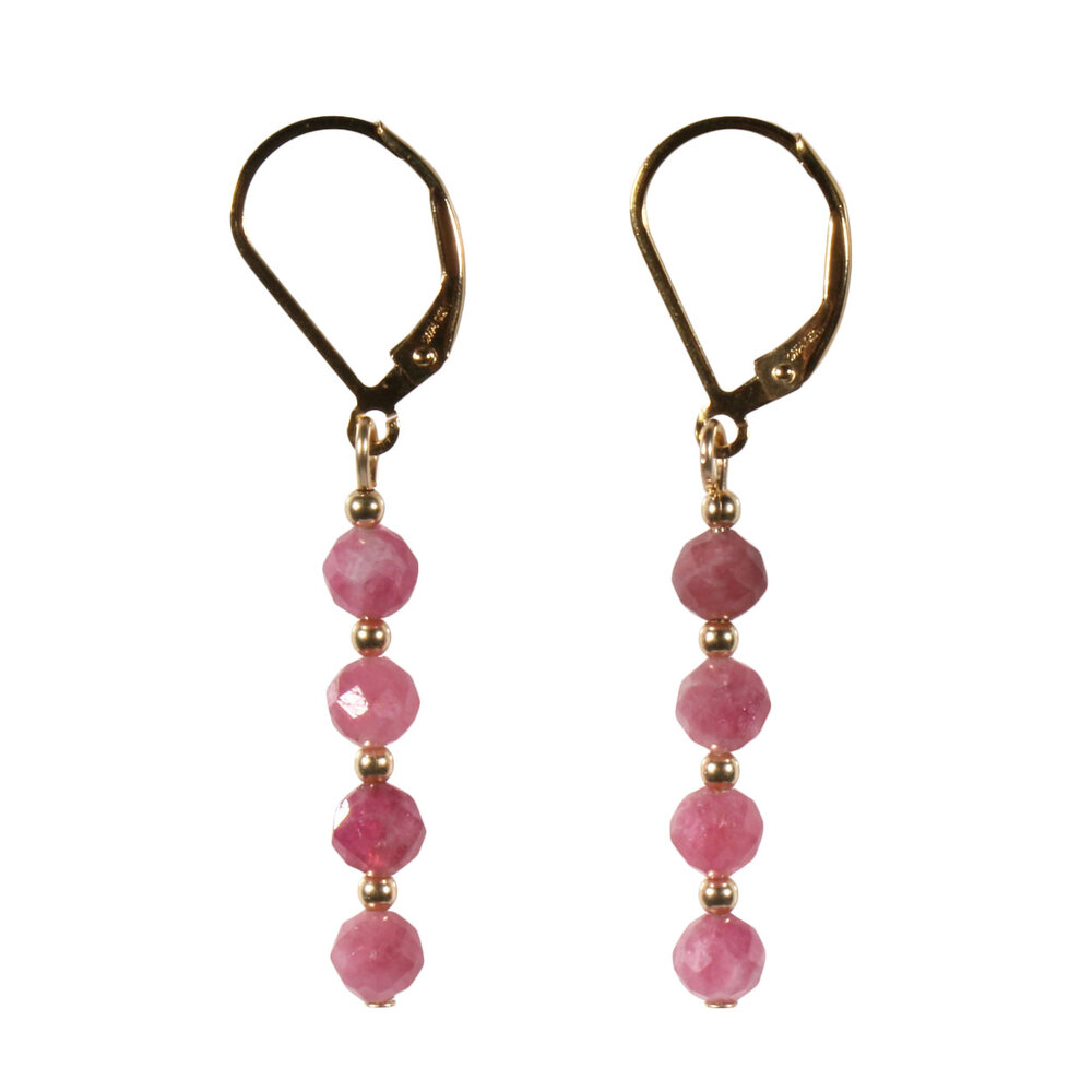 Gold filled oorbellen toermalijn (roze) | 4 mm facet Gold filled oorbellen toermalijn (roze) | 4 mm facet