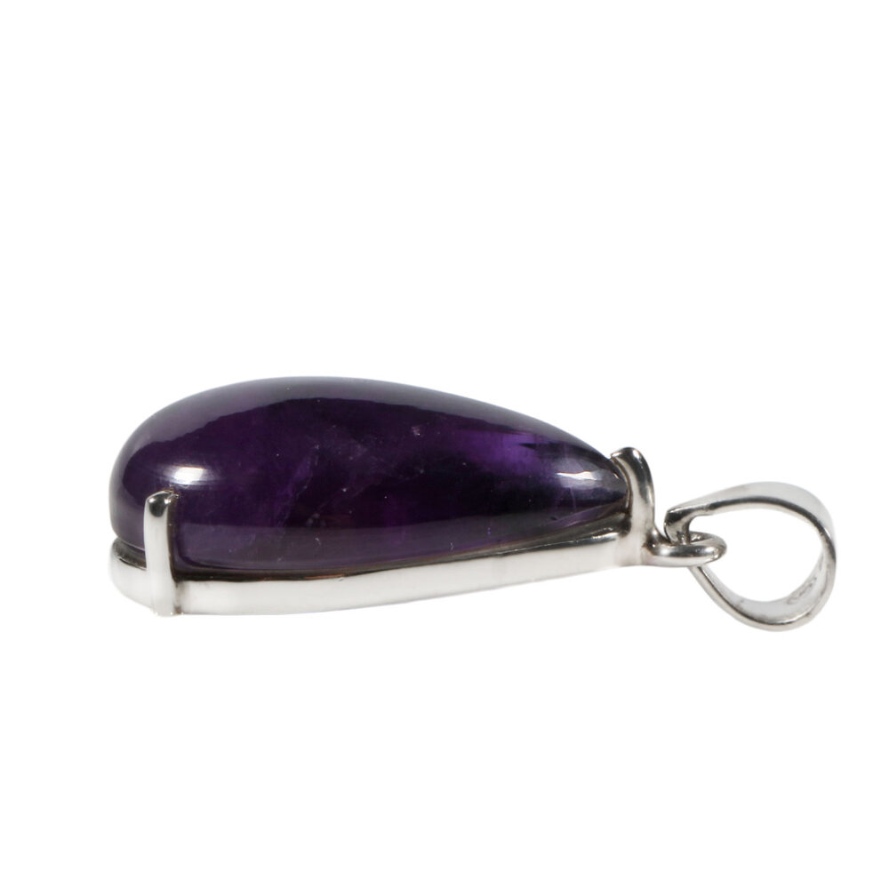 Zilveren hanger amethist | druppel gezet 2,4 x 1,6 cm