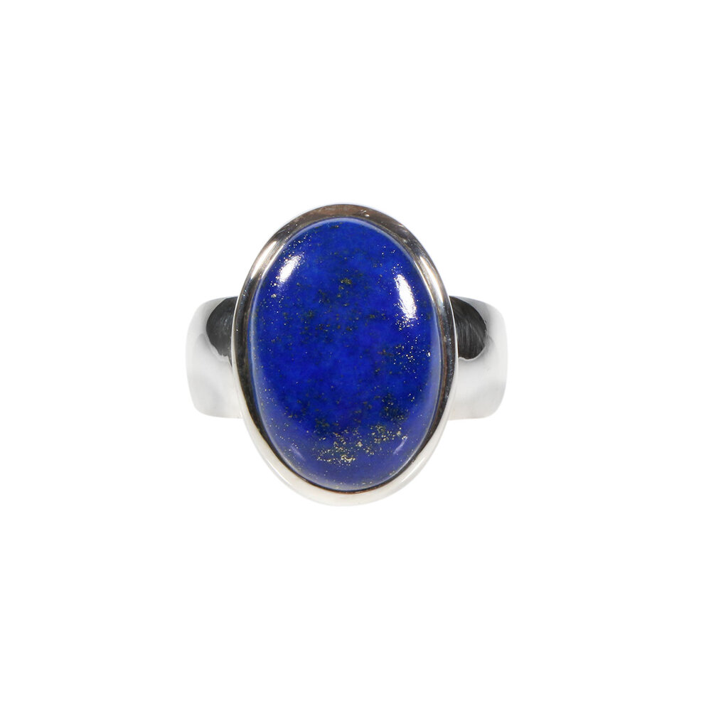 Zilveren ring lapis lazuli maat 18 1/4 | ovaal 1,8 x 1,2 cm