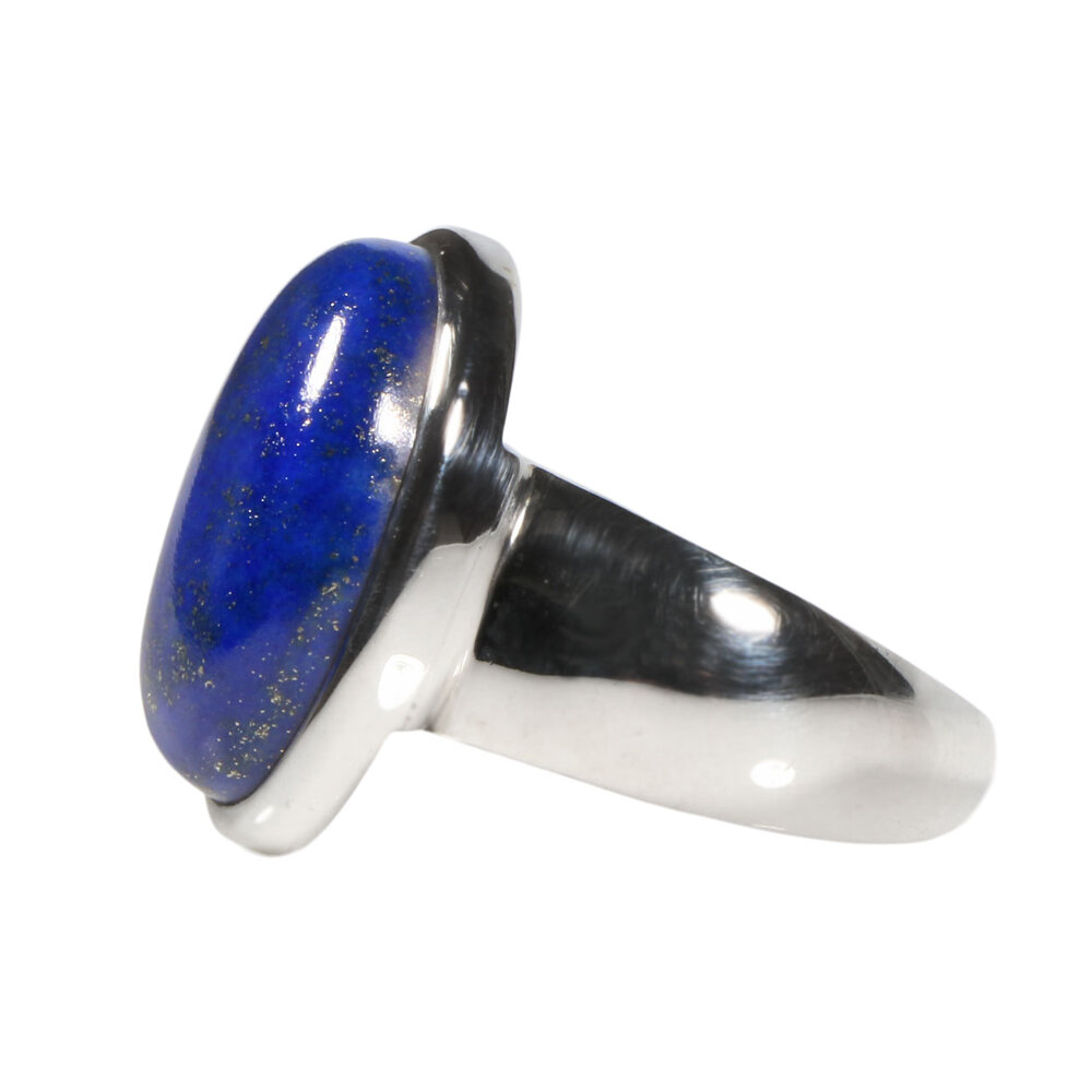 Zilveren ring lapis lazuli maat 18 1/4 | ovaal 1,8 x 1,2 cm
