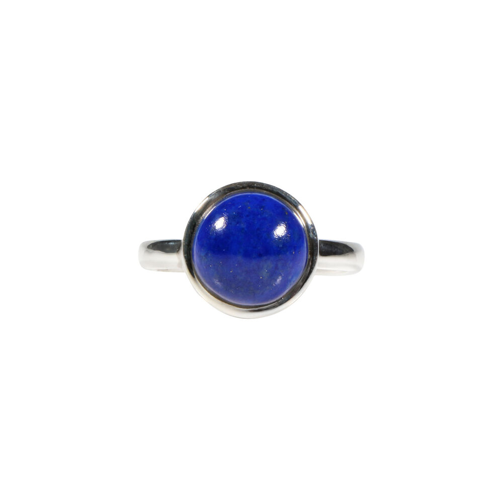 Zilveren ring lapis lazuli maat 19 1/4 | rond 1,1 cm