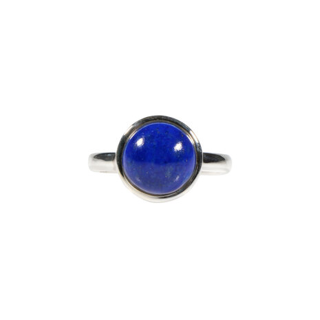 Zilveren ring lapis lazuli maat 19 1/4 | rond 1,1 cm