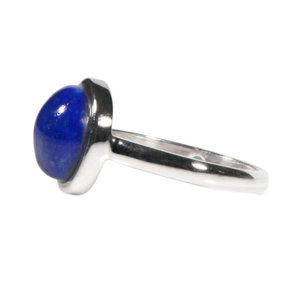 Zilveren ring lapis lazuli maat 19 1/4 | rond 1,1 cm