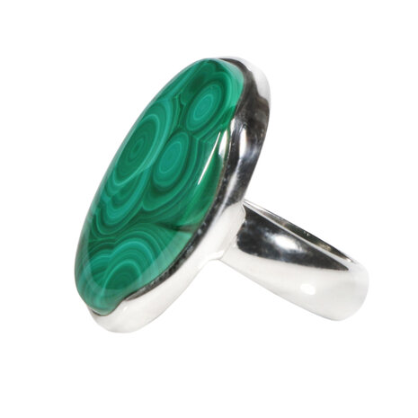 Zilveren ring malachiet maat 18 (verstelbaar) | ovaal 2,6 x 2,2 cm Zilveren ring malachiet maat 18 (verstelbaar) | ovaal 2,6 x 2,2 cm