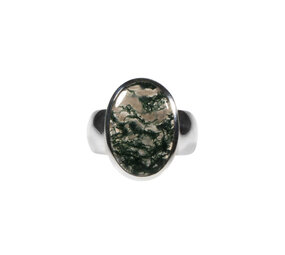 Zilveren ring mosagaat maat 17 | ovaal 1,7 x 1,1 cm Zilveren ring mosagaat maat 17 | ovaal 1,7 x 1,1 cm
