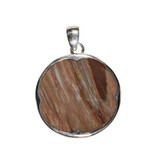 Zilveren hanger versteend hout | rond 3 cm (1) Zilveren hanger versteend hout | rond 3 cm (1)