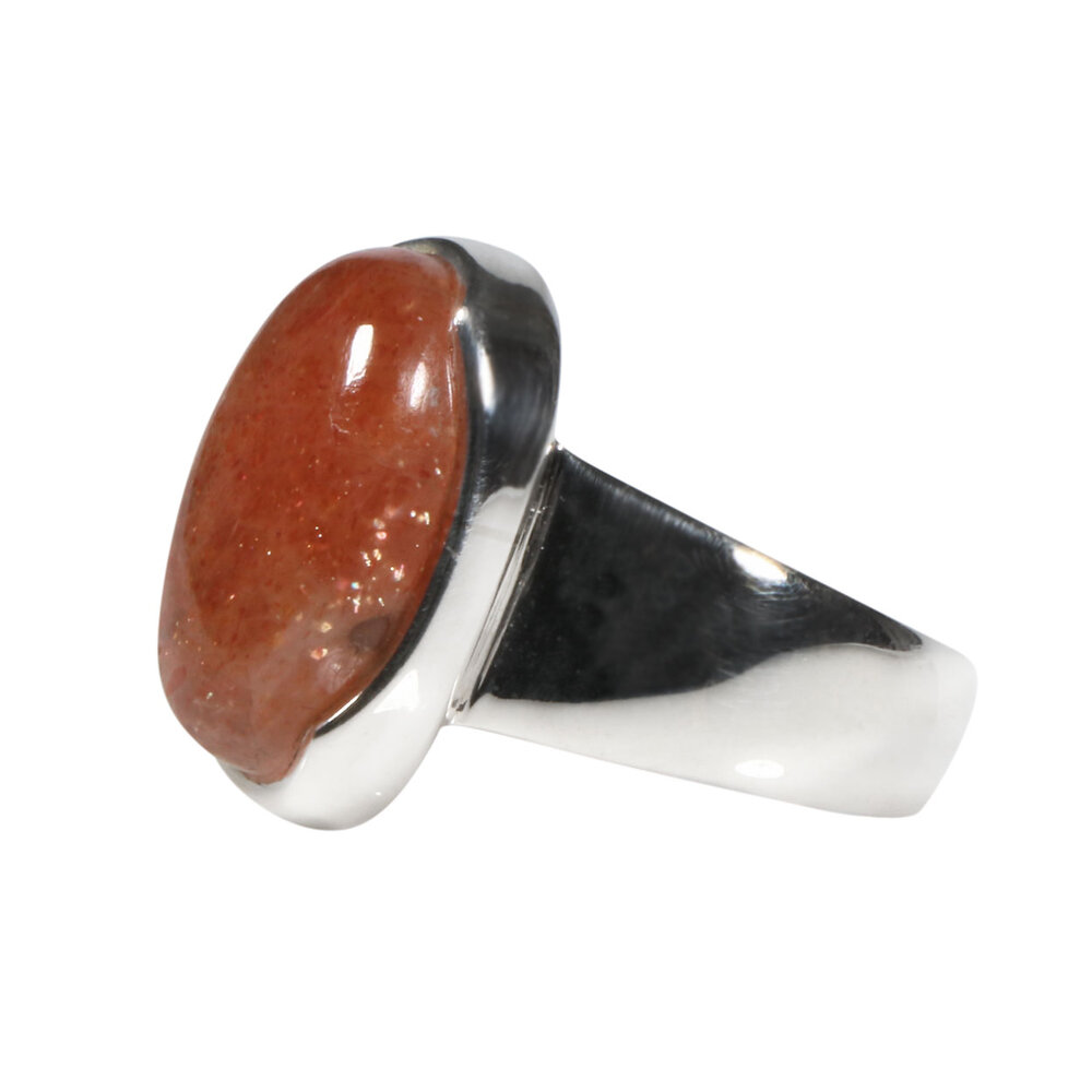 Zilveren ring zonnesteen maat 17 | ovaal 1,6 x 1 cm