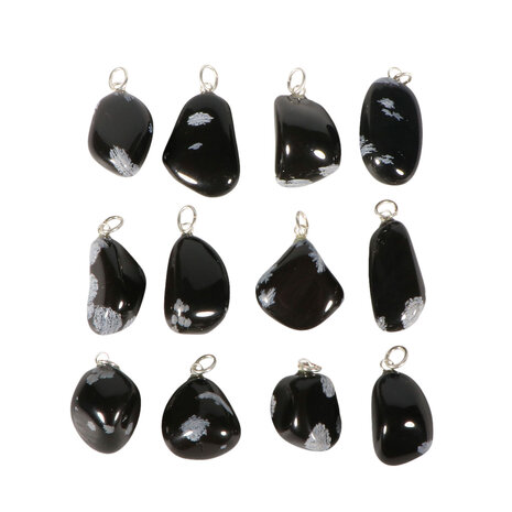 Obsidiaan (sneeuwvlok) hanger met zilveren oogje Obsidiaan (sneeuwvlok) hanger met zilveren oogje