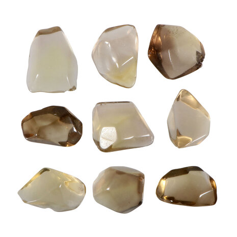 Citrien met rookkwarts (smoky citrien) steen getrommeld 5 - 10 gram Citrien met rookkwarts (smoky citrien) steen getrommeld 5 - 10 gram