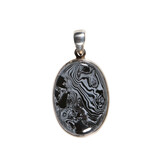 Zilveren hanger agaat (spook) | ovaal 2,7 x 2 cm