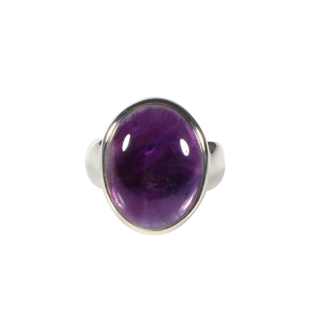 Zilveren ring amethist maat 18 1/4 |  ovaal 1,9 x 1,4 cm Zilveren ring amethist maat 18 1/4 |  ovaal 1,9 x 1,4 cm