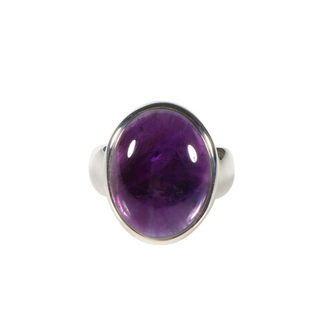 Zilveren ring amethist maat 18 1/4 |  ovaal 1,9 x 1,4 cm Zilveren ring amethist maat 18 1/4 |  ovaal 1,9 x 1,4 cm