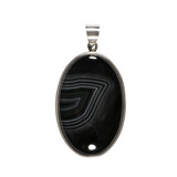 Zilveren hanger agaat (spook) | ovaal 3,8 x 2,5 cm
