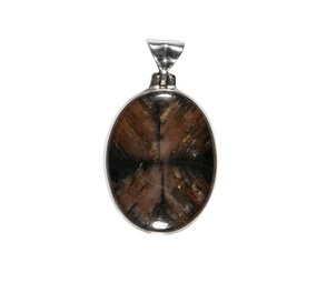 Zilveren hanger chiastoliet | ovaal 2,9 x 2,2 cm Zilveren hanger chiastoliet | ovaal 2,9 x 2,2 cm