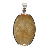 Zilveren hanger rutielkwarts | ovaal 4 x 2,6 cm Zilveren hanger rutielkwarts | ovaal 4 x 2,6 cm