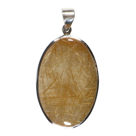 Zilveren hanger rutielkwarts | ovaal 4 x 2,6 cm
