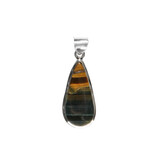 Zilveren hanger tijgeroog met valkenoog | druppel 2,7 x 1,2 cm Zilveren hanger tijgeroog met valkenoog | druppel 2,7 x 1,2 cm