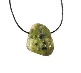 Magnetiet in serpentijn hanger doorboord Magnetiet in serpentijn hanger doorboord