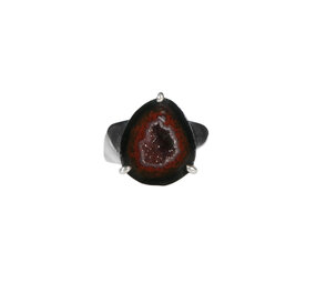 Zilveren ring agaat geode maat 17 | gezet 1,4 x 1,2 cm Zilveren ring agaat geode maat 17 | gezet 1,4 x 1,2 cm