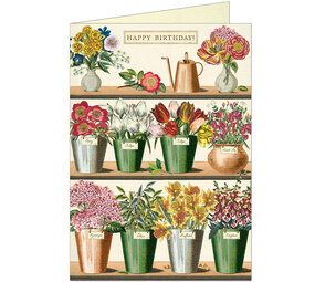 Dubbele kaart "Happy Birthday Flowers" met enveloppe Dubbele kaart "Happy Birthday Flowers" met enveloppe