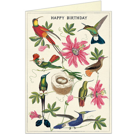 Dubbele kaart "Happy Birthday Hummingbirds" met enveloppe Dubbele kaart "Happy Birthday Hummingbirds" met enveloppe