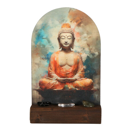 Altaartje "Kracht & Vertrouwen" Boeddha met edelstenen