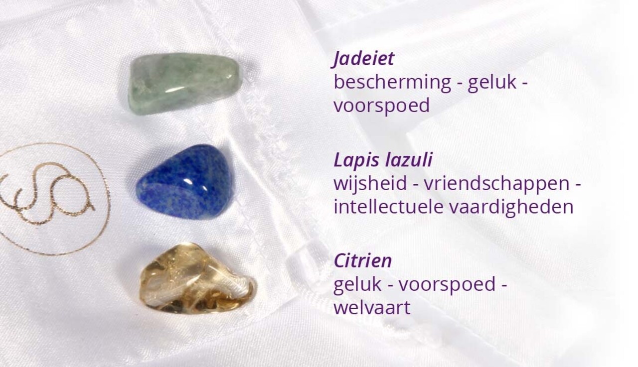 Altaartje "Succes & Welvaart" Boeddha met edelstenen