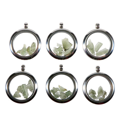 Locket hanger van rvs met ruwe moldaviet Locket hanger van rvs met ruwe moldaviet