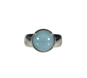 Zilveren ring aquamarijn maat 18 3/4 | rond 1,2 cm Zilveren ring aquamarijn maat 18 3/4 | rond 1,2 cm
