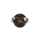 Zilveren ring versteend hout maat 19 | rond  1,5 cm Zilveren ring versteend hout maat 19 | rond  1,5 cm