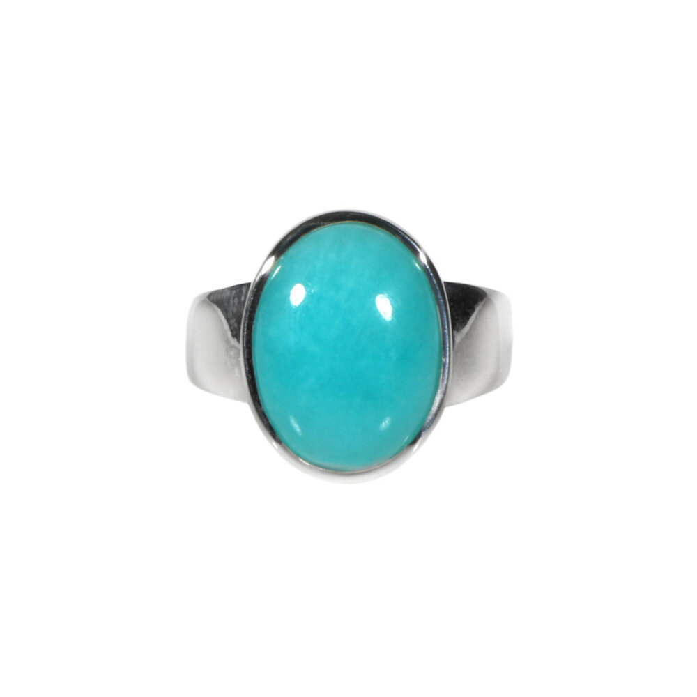 Zilveren ring amazoniet maat 18 3/4 | ovaal 1,6 x 1,2 cm