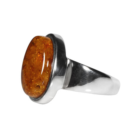 Zilveren ring barnsteen maat 17 1/2 |  1,7 x 1,5 cm