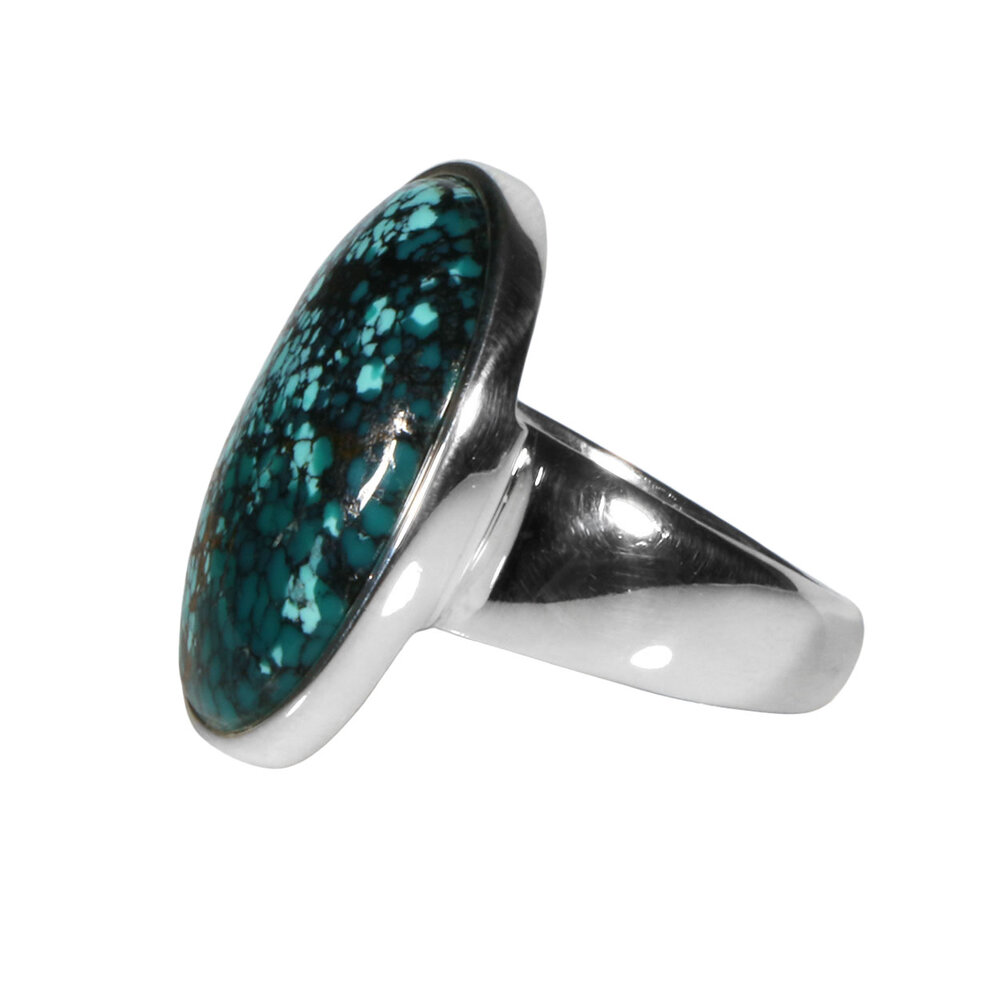 Zilveren ring turkoois maat 18 1/4 | ovaal 2,3 x 1,9 cm Zilveren ring turkoois maat 18 1/4 | ovaal 2,3 x 1,9 cm