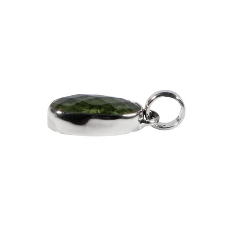 Zilveren hanger moldaviet | ovaal facet half gepolijst 1,5 x 0,9 cm (1) Zilveren hanger moldaviet | ovaal facet half gepolijst 1,5 x 0,9 cm (1)