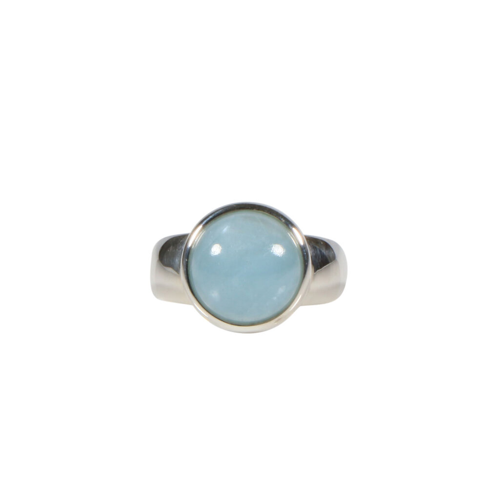 Zilveren ring aquamarijn maat 18 | rond 1,1 cm Zilveren ring aquamarijn maat 18 | rond 1,1 cm