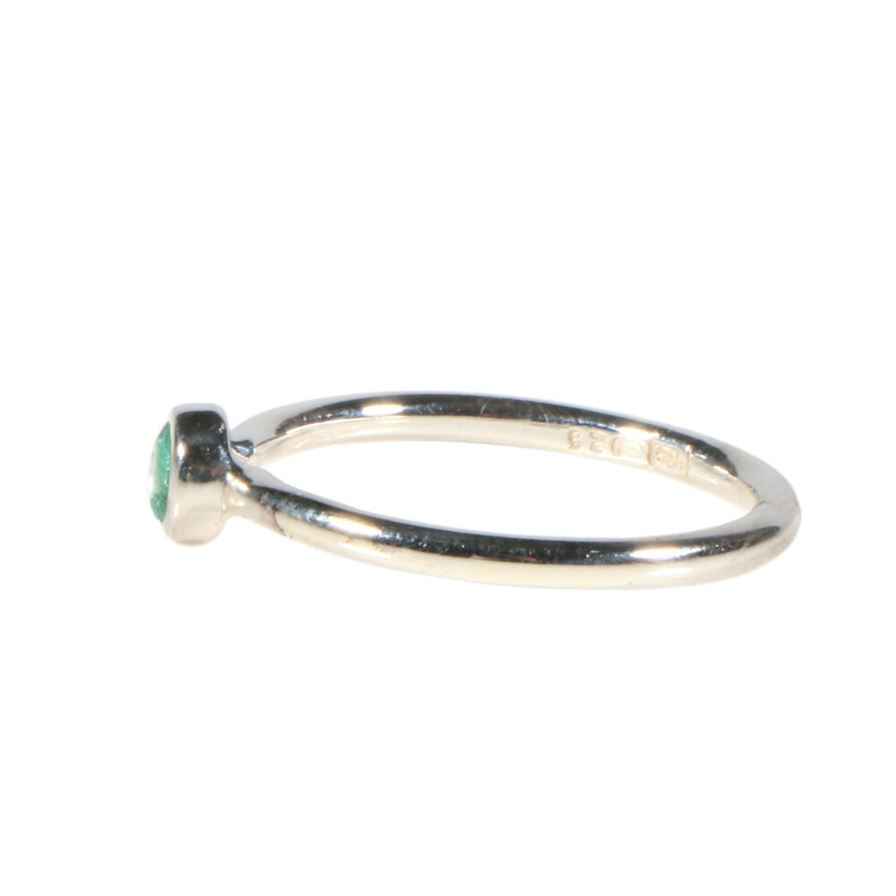 Zilveren ring smaragd maat 18 1/2 | rond facet 0,3 cm