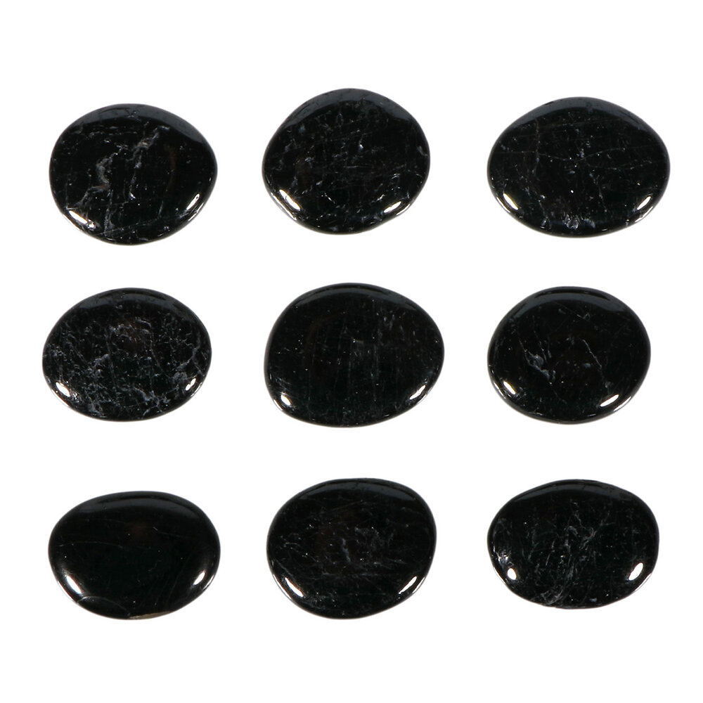 Toermalijn (zwart) steen plat gepolijst klein