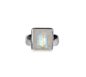 Zilveren ring maansteen (regenboog) maat 18 | rechthoek 1,2 x 1,1 cm Zilveren ring maansteen (regenboog) maat 18 | rechthoek 1,2 x 1,1 cm