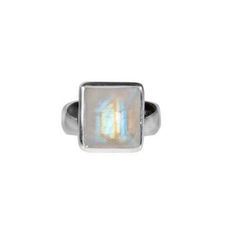 Zilveren ring maansteen (regenboog) maat 18 | rechthoek 1,2 x 1,1 cm Zilveren ring maansteen (regenboog) maat 18 | rechthoek 1,2 x 1,1 cm