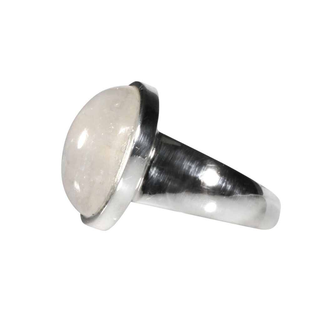 Zilveren ring maansteen (regenboog) maat 17 1/2 | ovaal 1,5 x 1 cm