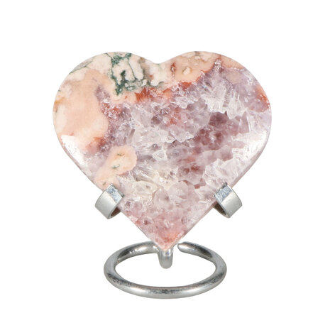 Amethist (roze) hart op standaard 9 x 8 x 2 cm | 317 gram