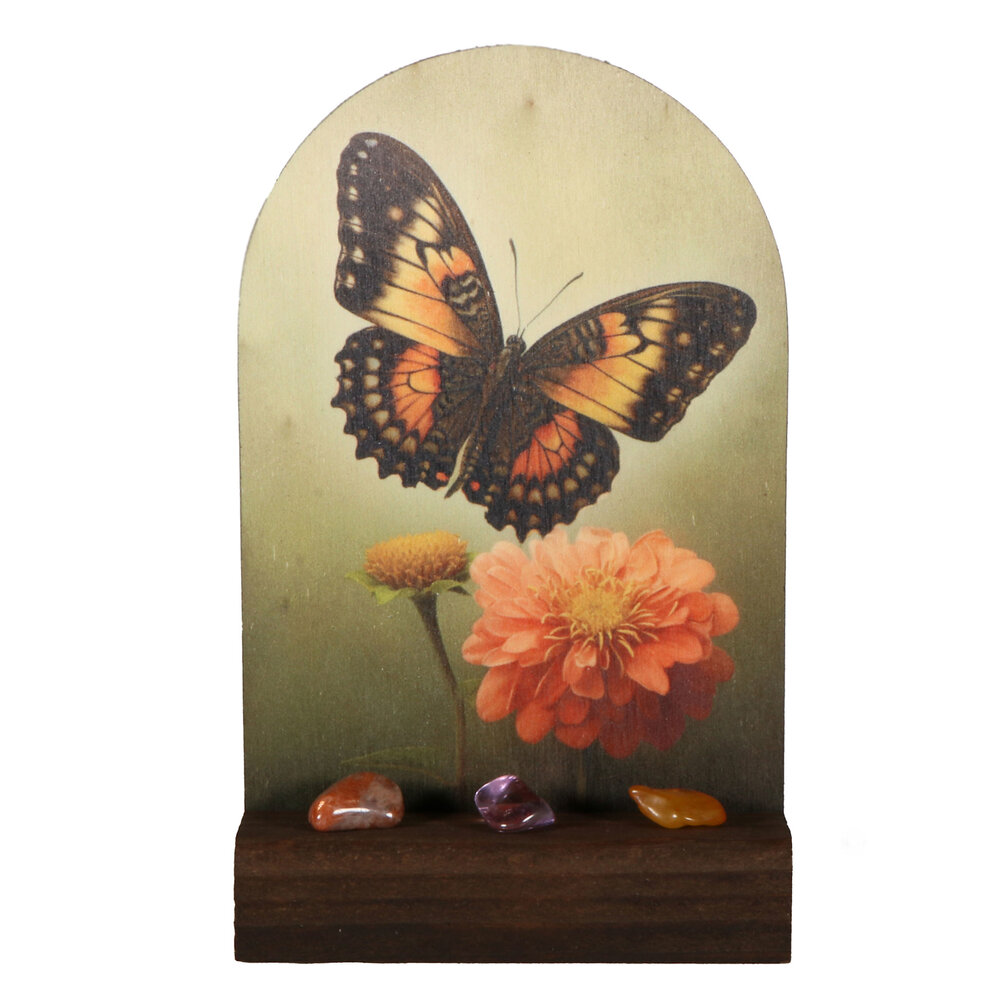 Altaartje "Positieve energie & Levensvreugde" vlinder met edelstenen