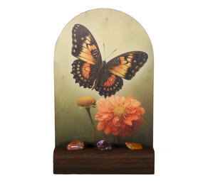 Altaartje "Positieve energie & Levensvreugde" vlinder met edelstenen