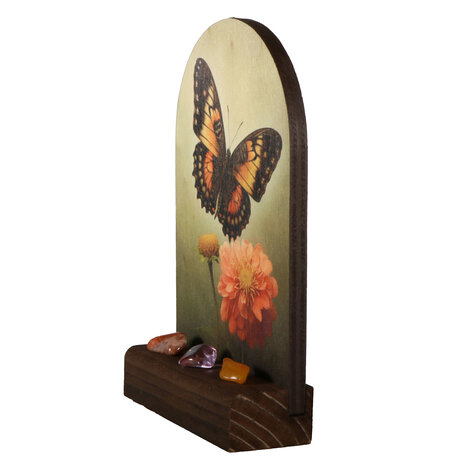 Altaartje "Positieve energie & Levensvreugde" vlinder met edelstenen