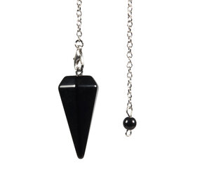 Obsidiaan (zwart) pendel facet klein Obsidiaan (zwart) pendel facet klein