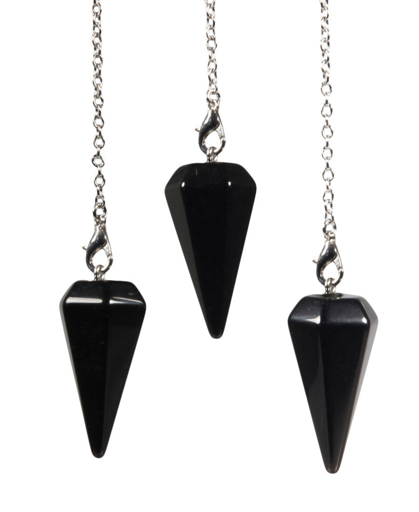 Obsidiaan (zwart) pendel facet klein Obsidiaan (zwart) pendel facet klein