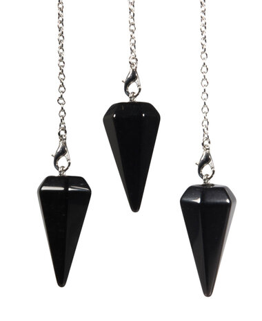 Obsidiaan (zwart) pendel facet klein Obsidiaan (zwart) pendel facet klein
